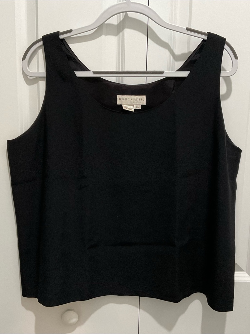 Tank Top XL Dressy Black Silk VG-XLNT Lined W/Strap Keepers